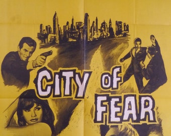 City of Fear-Original Vintage Movie Poster of the Spy Thriller with Paul Maxwell and Marisa Mell exclusively issued to Military bases