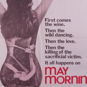 May Morning-Rare Original Vintage Movie Poster de Ugo Liberatore's Pagan Oxford University Thriller con Alessio Orano y Jane Birkin