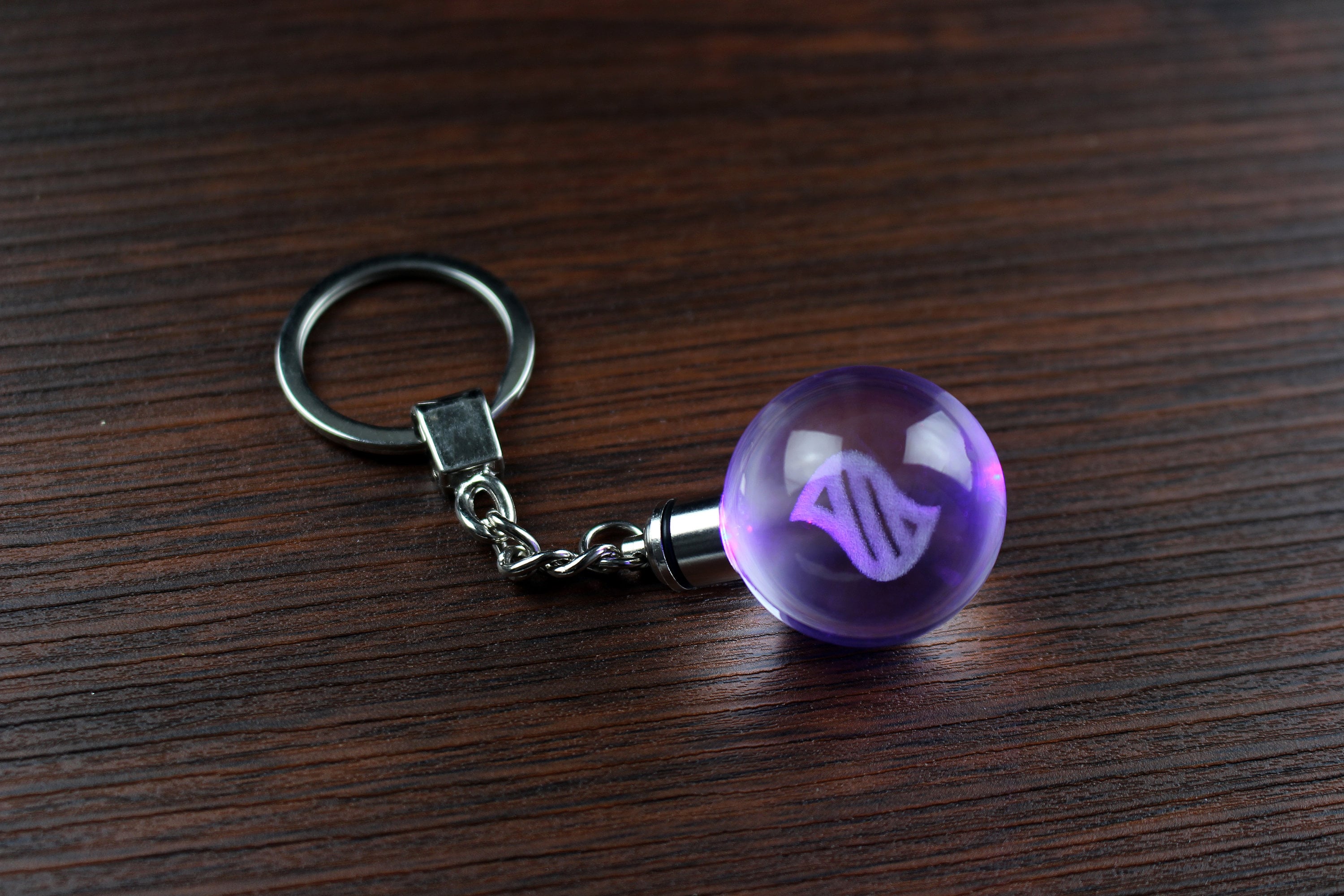 Mega Key Stone Engraved in Crystal Ball Keychain