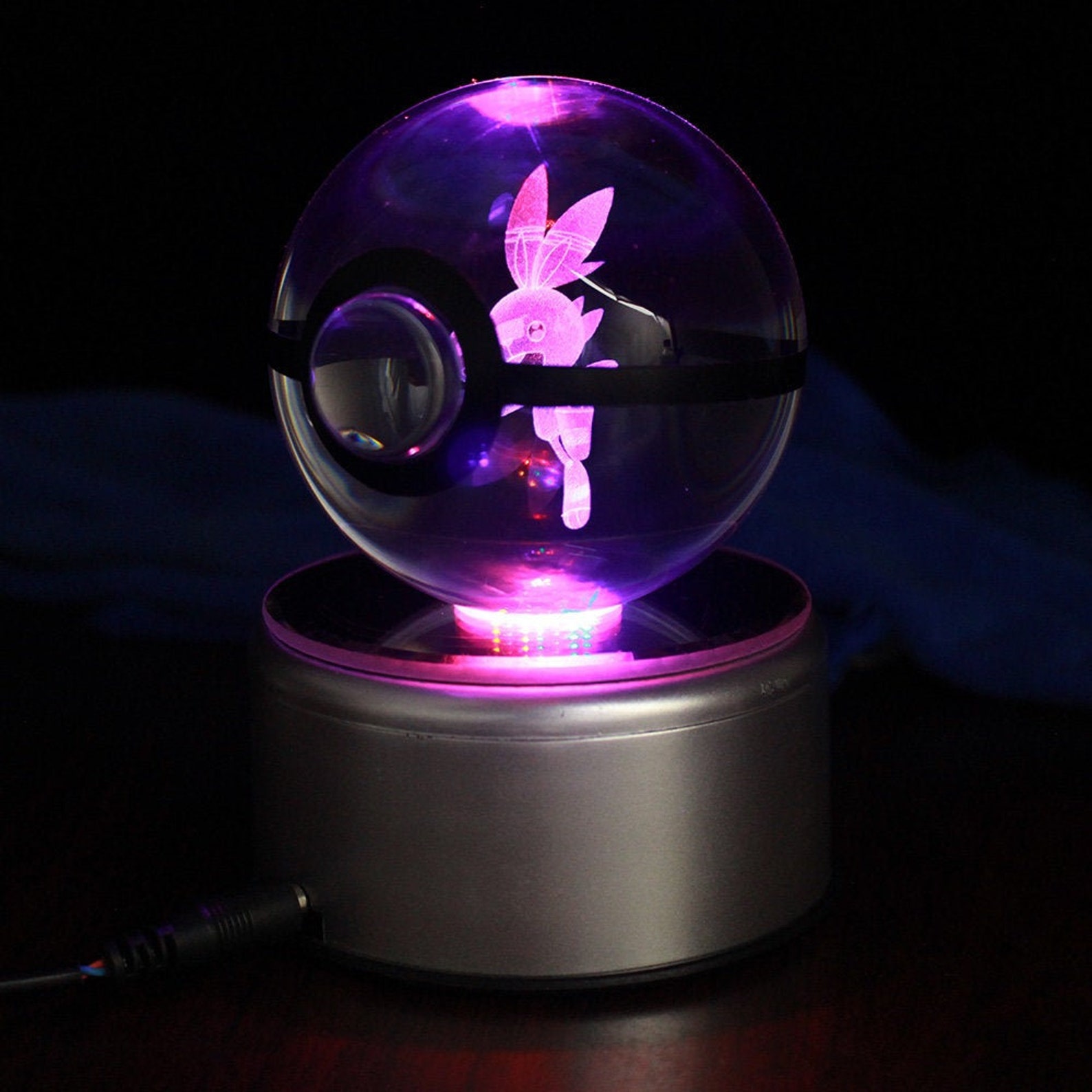 Scorbunny Large Crystal Pokeball Laser Engraving | Etsy