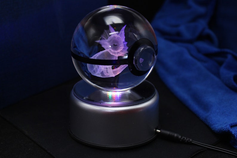 Vaporeon Large Crystal Pokeball Laser Engraving | Etsy