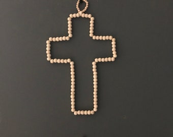 Large Cross in rough wood beads