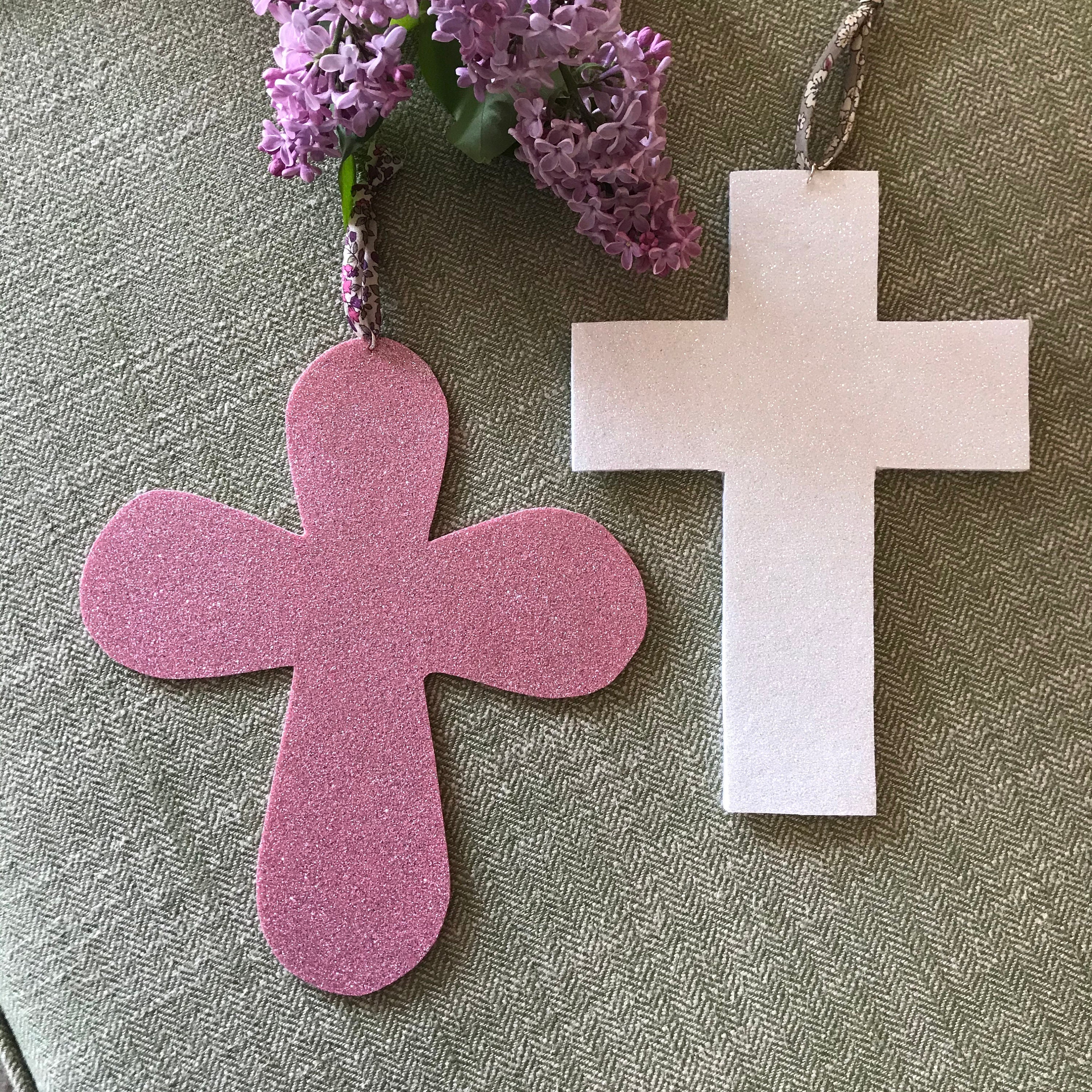 Croix Paillette Glitter et Feutrine