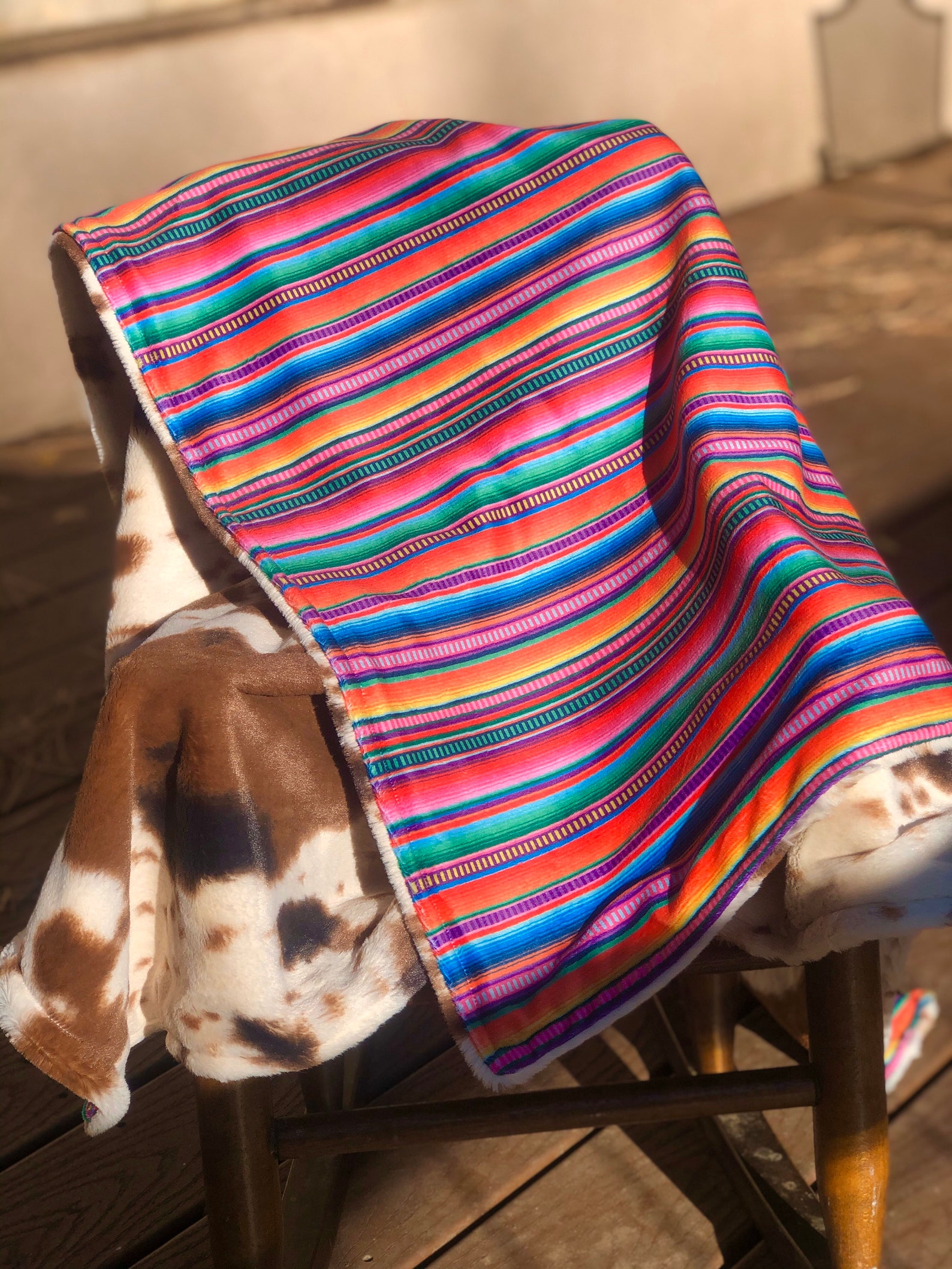 Serape and Cowhide Blanket Etsy