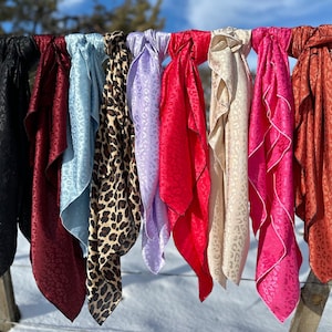 Leopard Wild Rags // Black / Cream / Standard Leopard // Charmeuse Satin // Cheetah Wild Rag, Cheetah Scarf, Black Leopard Wild Rag, Cowgirl