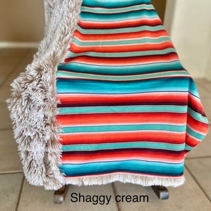 Turquoise & Burnt Orange Southwest Serape Blanket