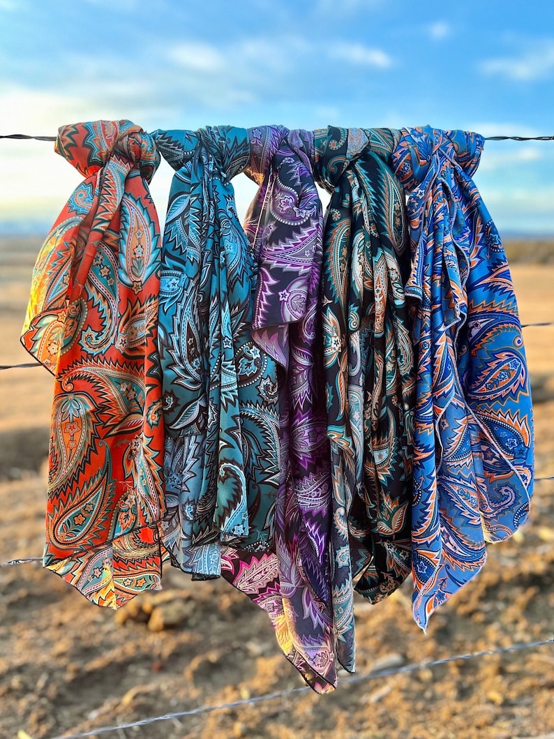 Edgy Paisley Charmeuse Satin Wild Rag // Paisley Wild Rag, Cowboy Style ...