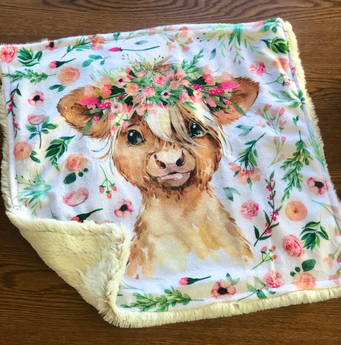 Sweet Highland Cow Minky & Fur Blanket Etsy
