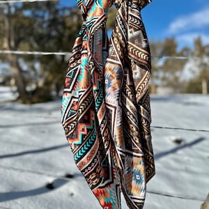 Tribal Wild Rag // Turquoise Orange Brown Aztec, Tribal Wild rag, Southwest scarf, Colorful Wild Rag, Mens Wild Rag, Women Wildrag, Western