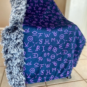 Purple Cattle Brands & Black Minky Blanket