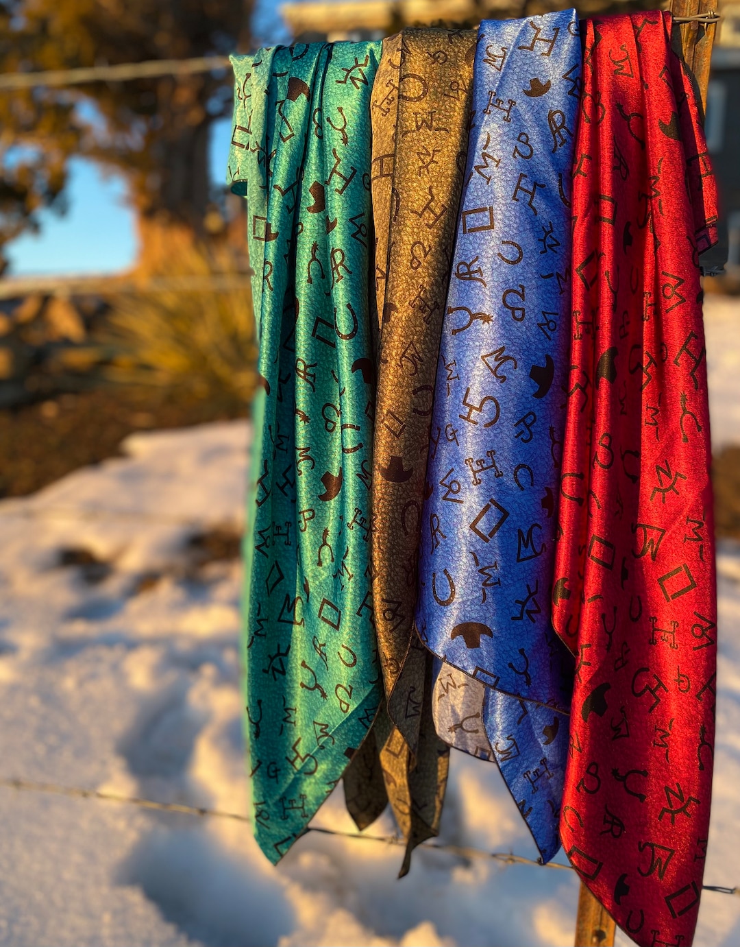 Cattle Brands Silk Charmeuse Satin Wild Rag // Wildrag, Branded Scarf ...