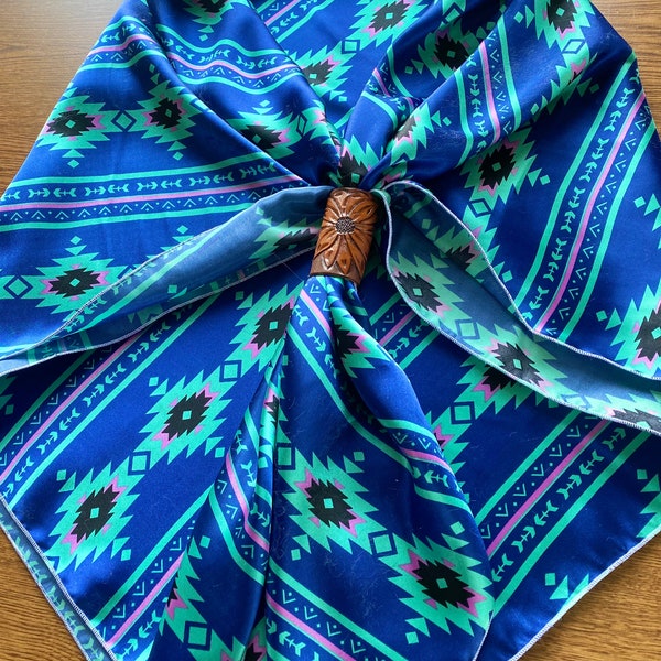The Vintage Aztec Silky Charmeuse Wild Rag // Aztec Wildrag, Boho Wild Rag, Funky Wild Rag, Vintage Cowboy Gift, Cowboy Gift for Christmas
