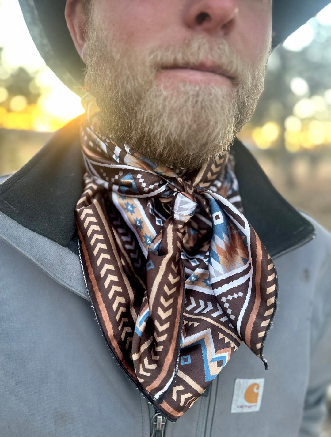Wild Rag Native Tribal Wild Rag // Turquoise Orange Brown Aztec, Tribal Wild Rag ...