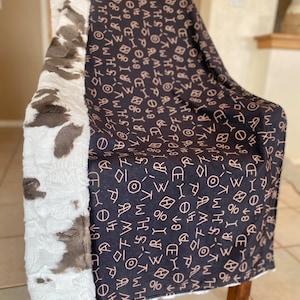Chocolate & Cream Cattle Brands Blanket