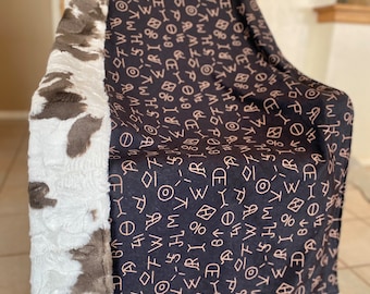 Chocolate & Cream Cattle Brands Blanket