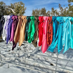 Silky Charmeuse Solid Color Wild Rags // Purple Wild Rag, Red Wild Rag, Gold Wild Rag, Silver Wild Rag, Black Wild Rag, Rust Orange Wild Rag