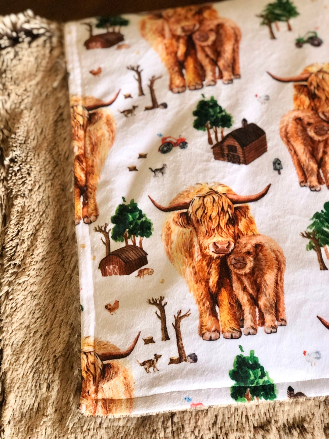 Farm Highland Cow Blanket Etsy