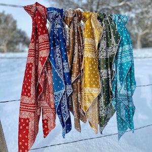Bandana Print Silky Charmeuse Wild Rag // Wild Rags for Women, Cowboy Gift, Cowgirl Scarf, Western Fashion, Wild Rags For Men, Wildrag