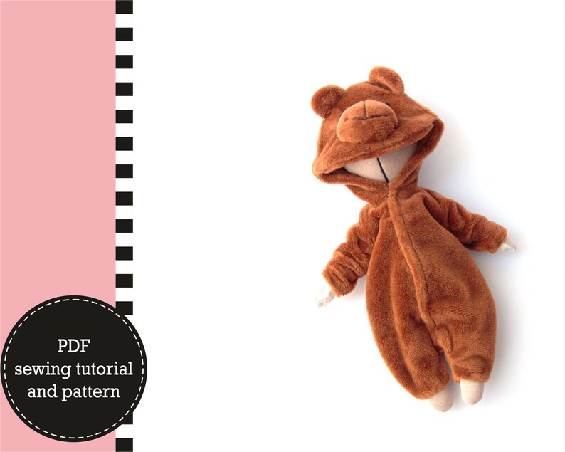 doll making. Digital tutorial PDF Sewing Pattern download Bears : Koala Panda Grizzly Outfit for mouse toy kigurumi pajamas
