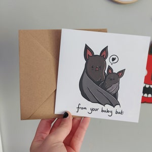 Van je vleermuis • Goth-kaart • Baby vleermuis • Vaderdagkaart • Moederdagkaart • Goth