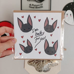 Batty For You Card • Valentine's Day Card •  Goth Card •  Spooky •  Cute Card