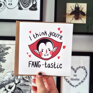 Ich denke du bist fang-tastisch • Valentinstag Karte • Gruselig Süß • Lustige Karte • Niedlicher Vampir