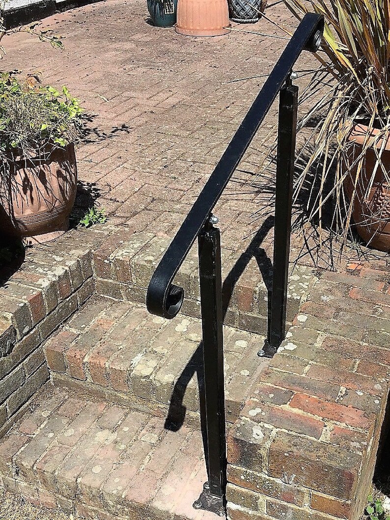 Wrought iron double leg handrail for stairs elderly access Etsy