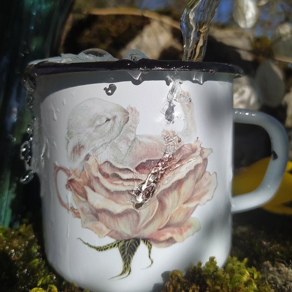 mug émaillé - lapin blanc