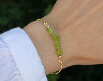 PERIDOT Bracelet, Adjustable Bracelet, Girlfriend Gift, Golden Bracelet, Green Gemstone Jewelry, August birthstone, Green Gemstone Bracelet