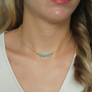 APATITE Necklace, Gold Filled Choker, Natural Apatite Choker, Light Blue Gemstone Necklace, Gift For Her, Wedding Jewelry, Blue Gem Choker image 5