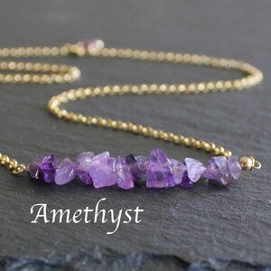Collar AMETHYST, Piedra de nacimiento de febrero, Collar de chakra de la corona, Joyería de amatista púrpura, Regalos de cumpleaños de febrero, Regalo para mamá, Navidad
