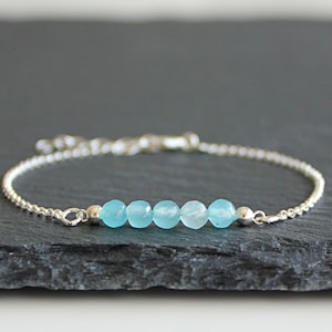 BLUE JADE Bracelet, Jade Sterling Silver Bracelet, Adjustable bracelet, Bracelet for Women, Dainty Gemstone Bracelet, Silver dainty Bracelet