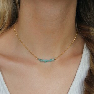 APATITE Necklace, Gold Filled Choker, Natural Apatite Choker, Light Blue Gemstone Necklace, Gift For Her, Wedding Jewelry, Blue Gem Choker image 7