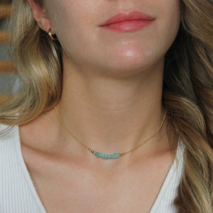 APATITE Necklace, Gold Filled Choker, Natural Apatite Choker, Light Blue Gemstone Necklace, Gift For Her, Wedding Jewelry, Blue Gem Choker image 1