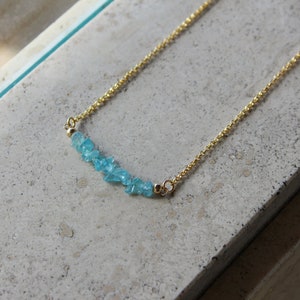 APATITE Necklace, Gold Filled Choker, Natural Apatite Choker, Light Blue Gemstone Necklace, Gift For Her, Wedding Jewelry, Blue Gem Choker image 4