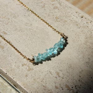 APATITE Necklace, Gold Filled Choker, Natural Apatite Choker, Light Blue Gemstone Necklace, Gift For Her, Wedding Jewelry, Blue Gem Choker image 2