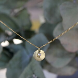 Rounded Charm Necklace, Tiny Pearl Necklace, Brass Jewelry, Matte Golden Necklace, Necklace for Her, Bohemian Jewelry, Simple Charm Necklace image 7