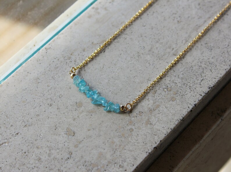 APATITE Necklace, Gold Filled Choker, Natural Apatite Choker, Light Blue Gemstone Necklace, Gift For Her, Wedding Jewelry, Blue Gem Choker image 4