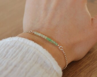 Green Rutile Bracelet, Green Gemstone Bracelet in Sterling Silver, Christmas Gift, Simple Gemstone Jewelry, Gift for Her, Secret Pal Gift