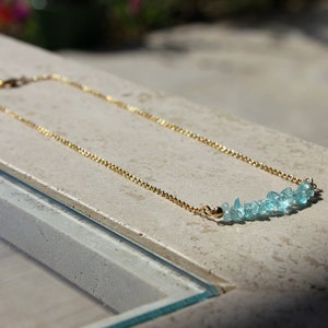 APATITE Necklace, Gold Filled Choker, Natural Apatite Choker, Light Blue Gemstone Necklace, Gift For Her, Wedding Jewelry, Blue Gem Choker image 6