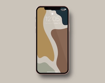 Fondo de pantalla de camuflaje bohemio para iPhone / Fondo de teléfono con manchas abstractas / Pantalla de bloqueo móvil con formas modernas y sencillas / Descarga digital instantánea