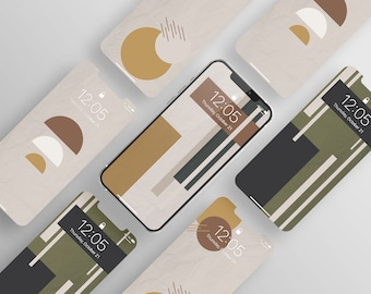 Paquete de 5 fondos de pantalla abstractos modernos para iPhone / Fondo de pantalla bohemio para iPhone / Fondo texturizado para teléfono / Descarga instantánea