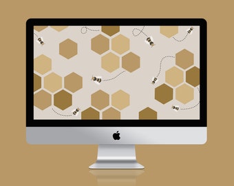 Bumblebee Yellow Honeycomb Desktop Wallpaper / Protector de pantalla de computadora / Fondo de computadora / Fondo de computadora portátil / Descarga instantánea