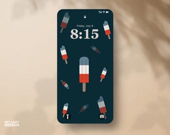 Fondo de pantalla de iPhone con paleta de verano / Fondo de iPhone con temática patriótica estadounidense en rojo, blanco y azul / Pantalla de bloqueo del 4 de julio de EE. UU.