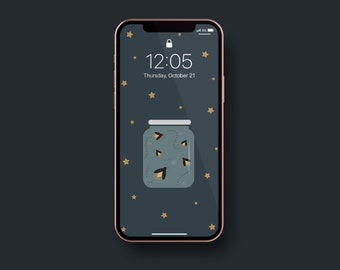 Fondo de pantalla de iPhone con luciérnaga de verano / Pantalla de bloqueo de teléfono con luciérnaga crepuscular / Lindo fondo de pantalla para móvil con noche de verano / Descarga de verano