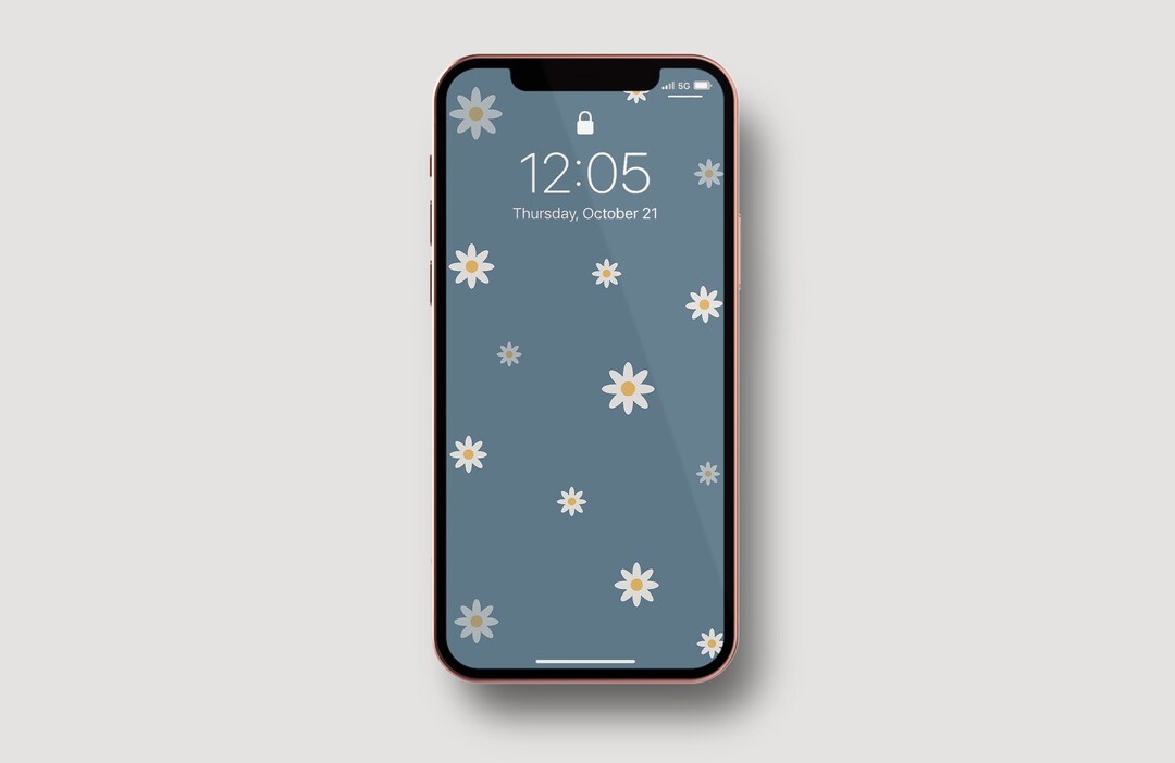 Minimal Daisy iPhone Wallpaper Blue Flower iPhone Background Etsy