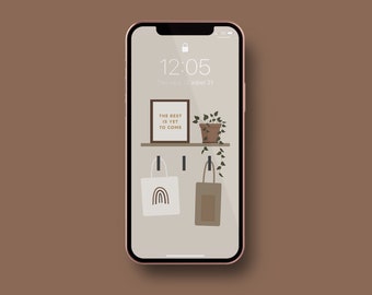 Modern Boho Quote Rettel Board iPhone Wallpaper / Tote Bag & Shelf Lock Screen / Lo mejor está por venir / Fondo del iPhone / Descarga instantánea