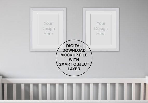 Download Nursery Frame Mockup 8x12 16x24 Set Of 2 White Download Free Psd Mockups Designs Templates PSD Mockup Templates