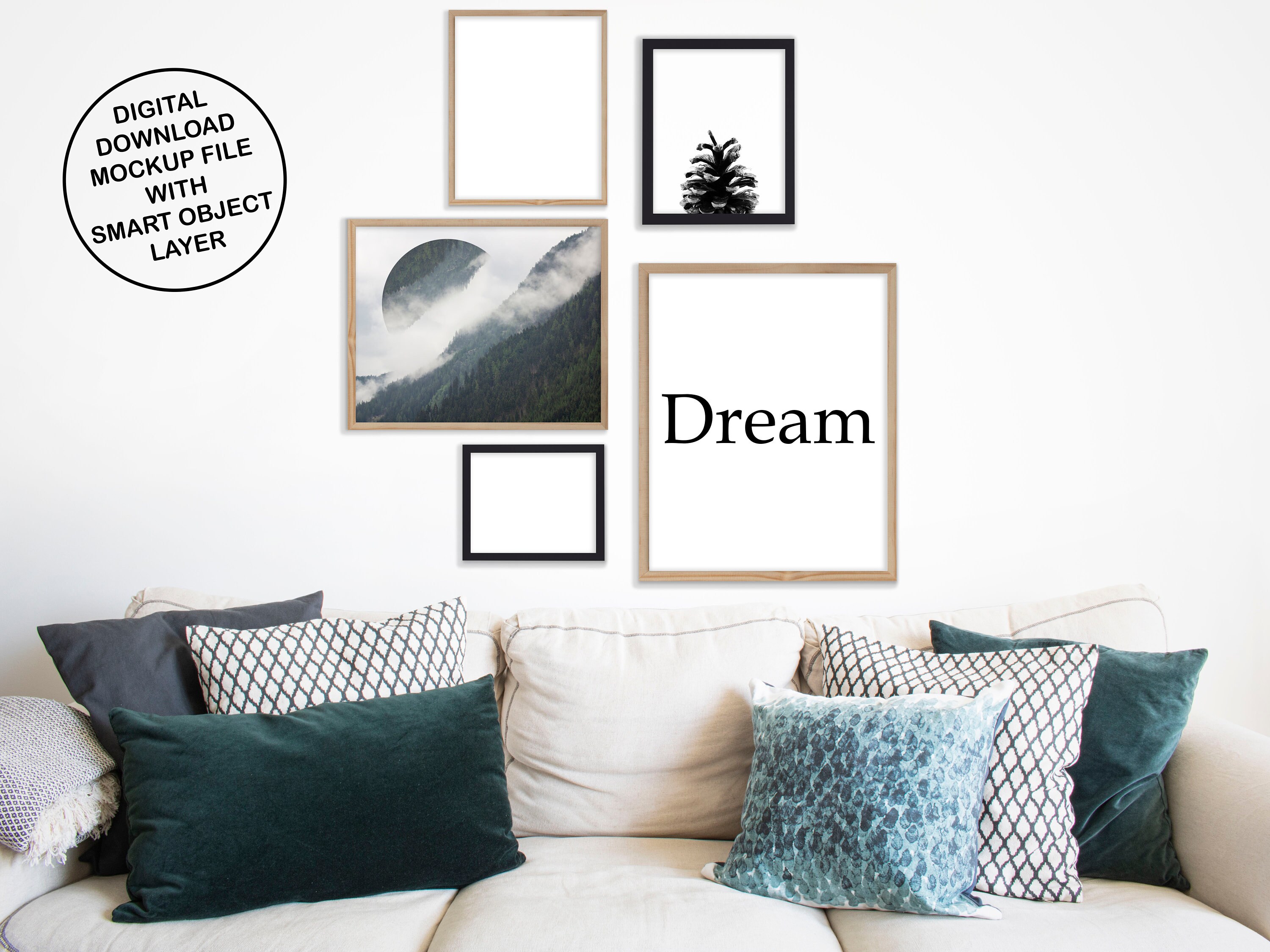 Download Gallery Wall Mockup Black Frame Mockup Interior Mockup Wall Art Mockup Minimal Frame Mockup Living Room