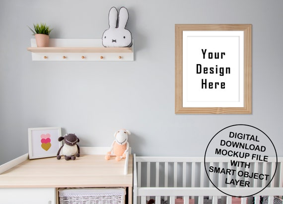 8x10 16x20 Nursery Frame Mockup Nursery Mockup Vertical Wood Etsy